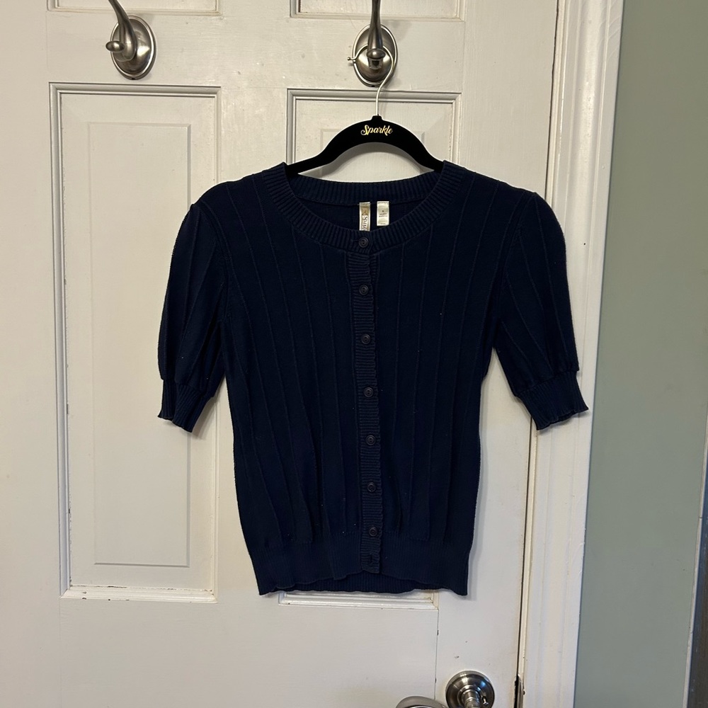 Navy Cropped Cardigain